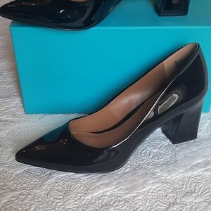 Black patent leather heels